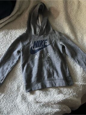 Nike Kids Gray Hoodie with Navy Air Logo